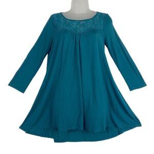 Motherhood Teal / Green Lace Long Sleeve Blouse Sz S